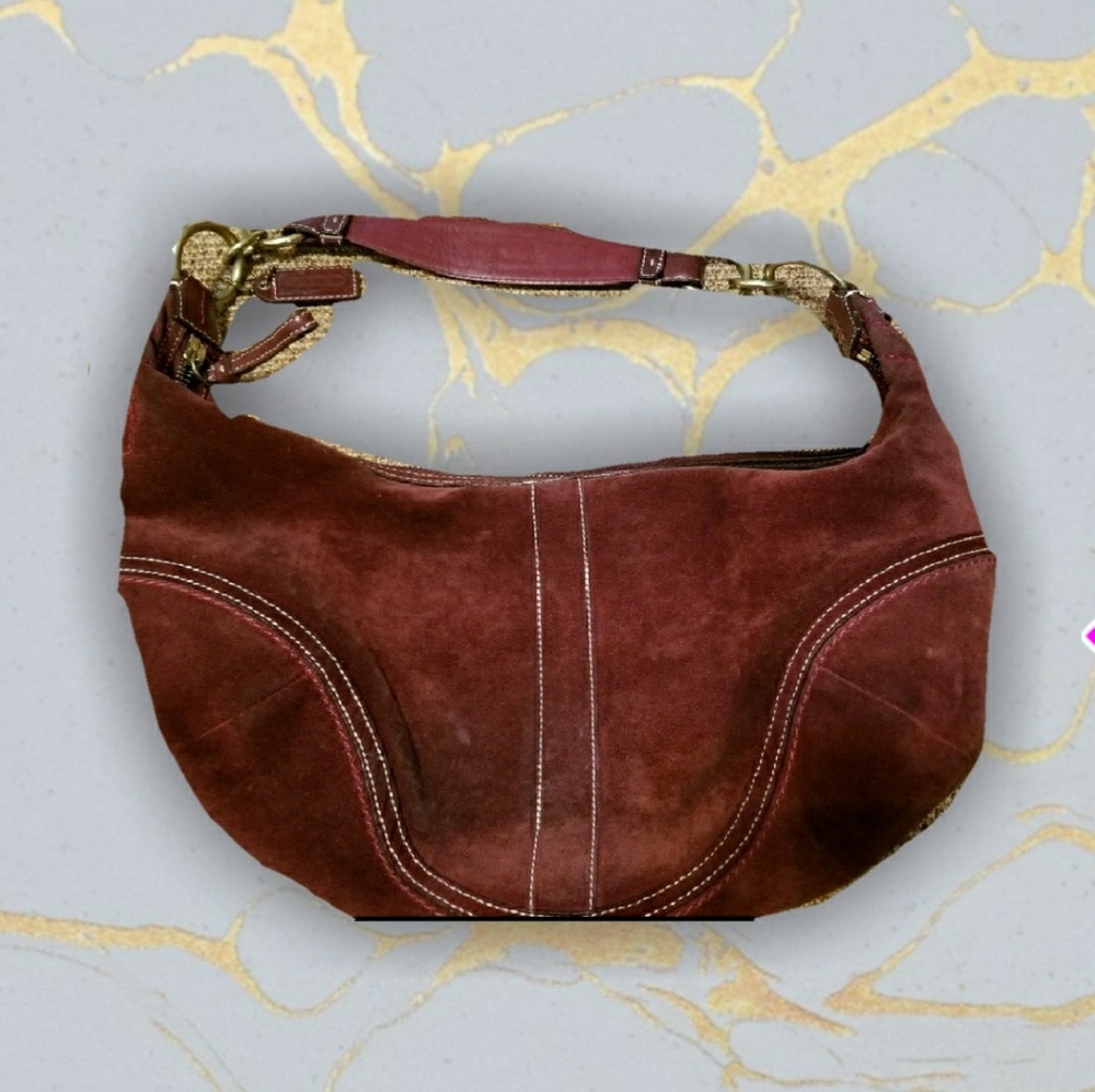 🦉Coach burgundy hobo bag suede